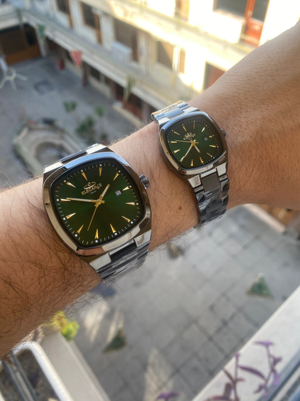 ساعت ست مربعی زنانه و مردانه مشکی سبز الگانس اسپیشیال ES8138