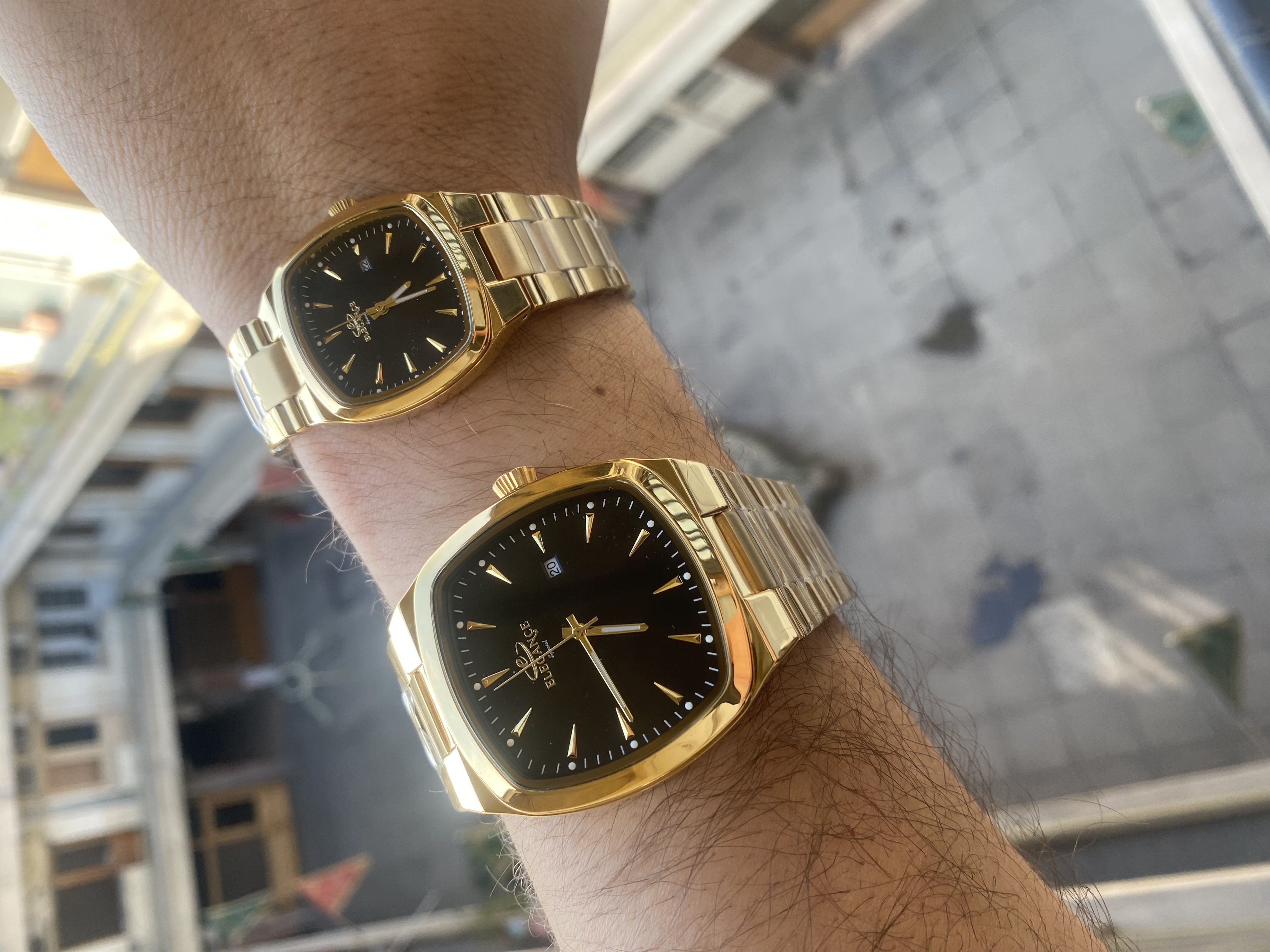 ساعت ست مربعی زنانه و مردانه طلایی مشکی الگانس اسپیشیال ES8138