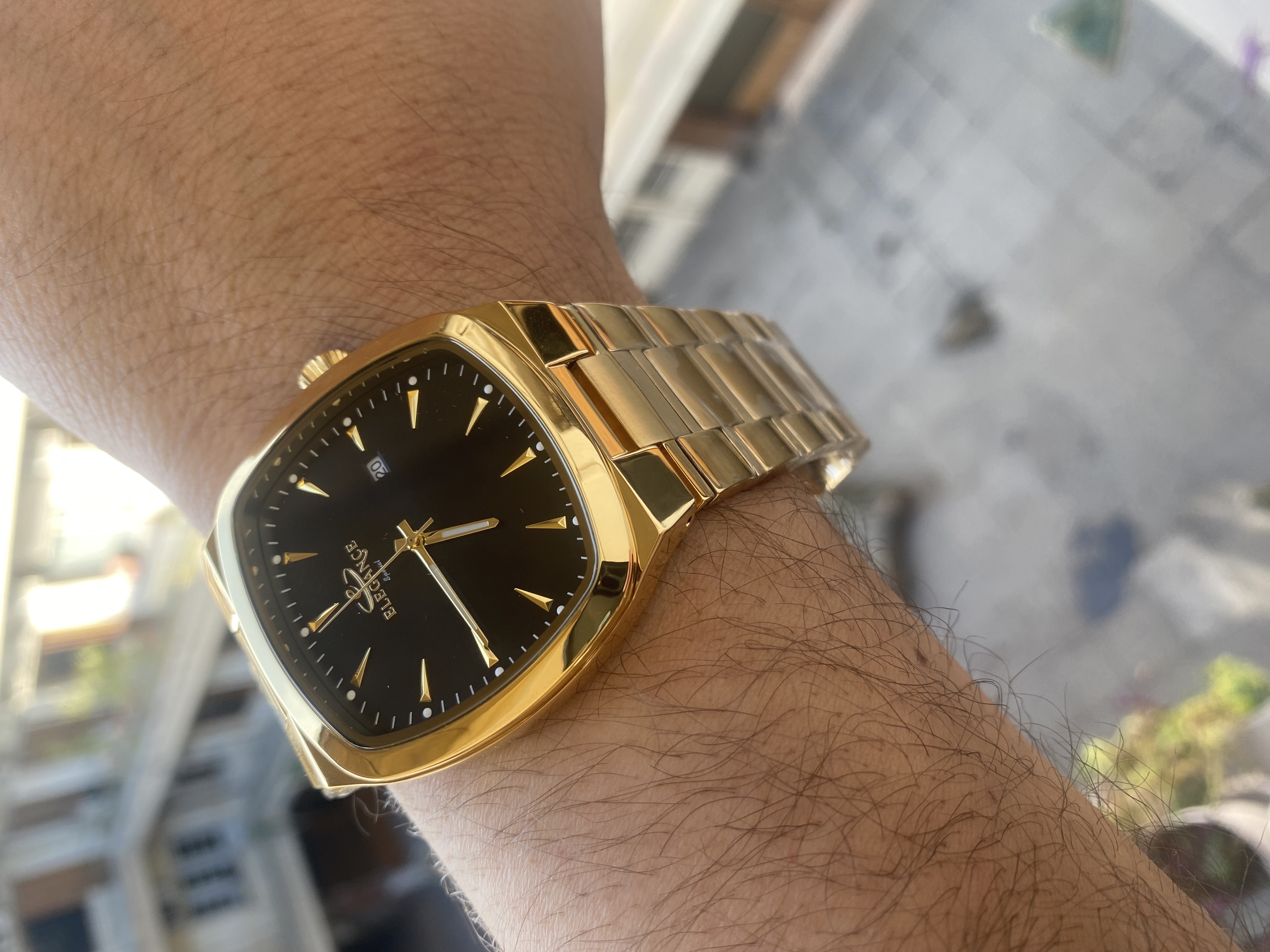 ساعت ست مربعی زنانه و مردانه طلایی مشکی الگانس اسپیشیال ES8138