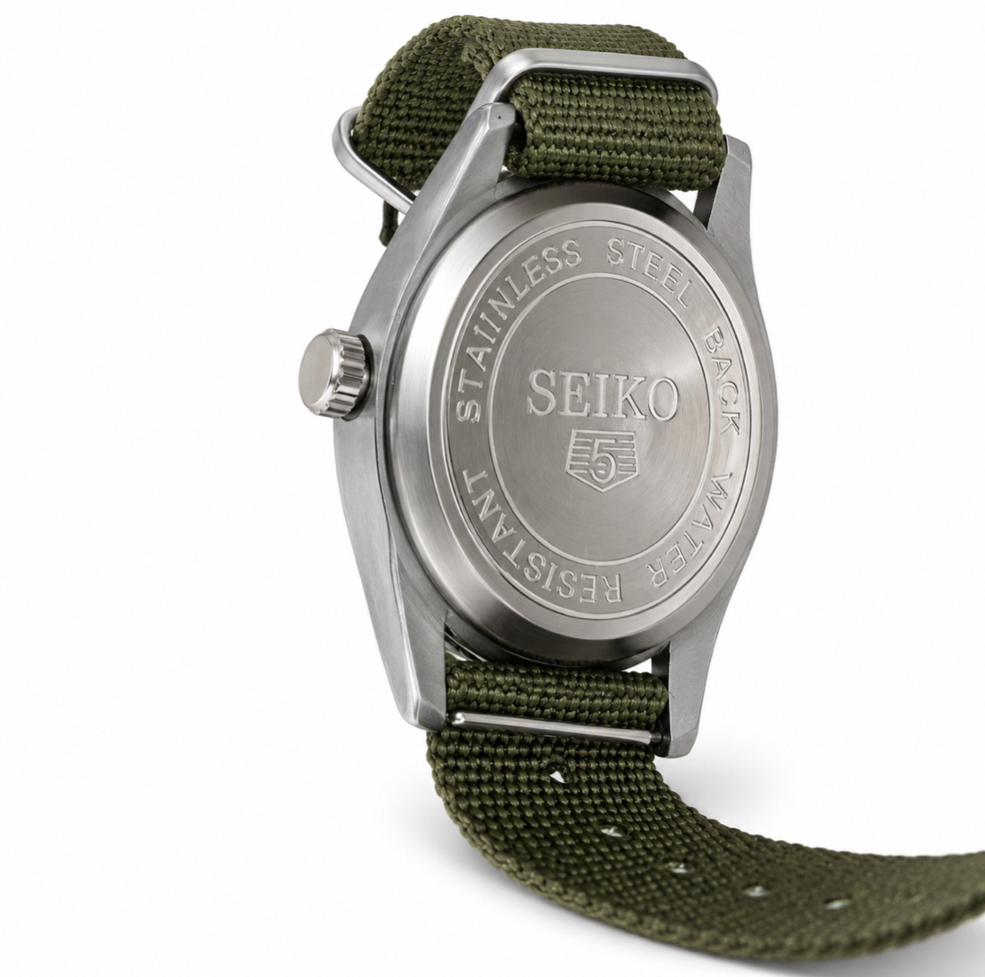 ساعت مچی سیکو ۵ خلبانی سبز قاب مات Seiko 5 s2145