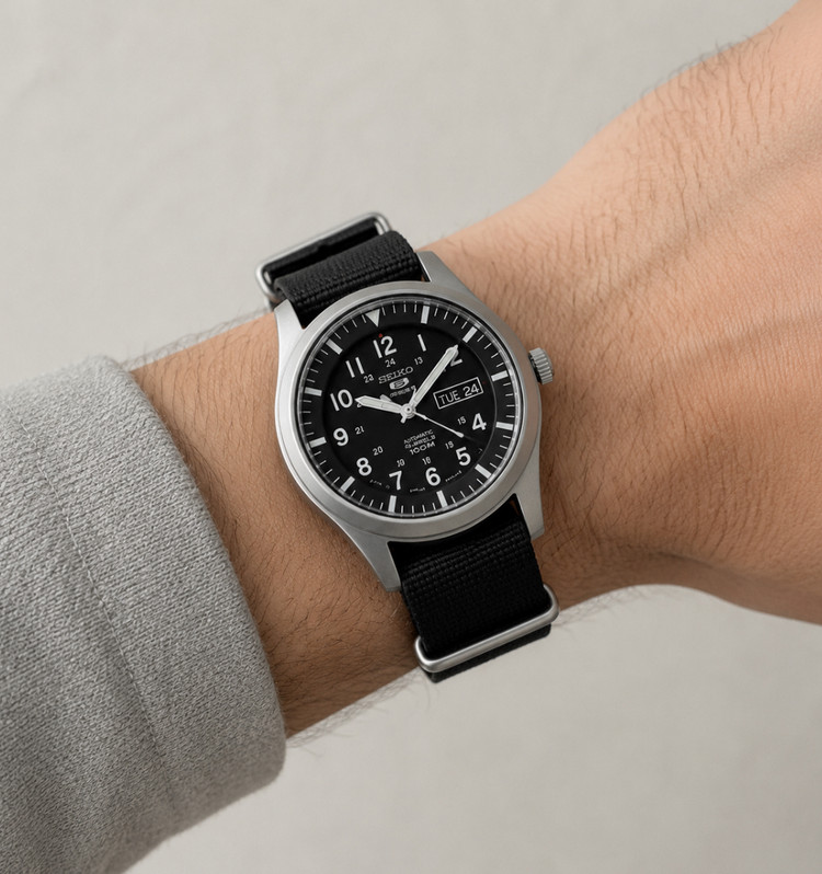 ساعت مچی سیکو ۵ خلبانی مشکی قاب مات Seiko 5 s2145
