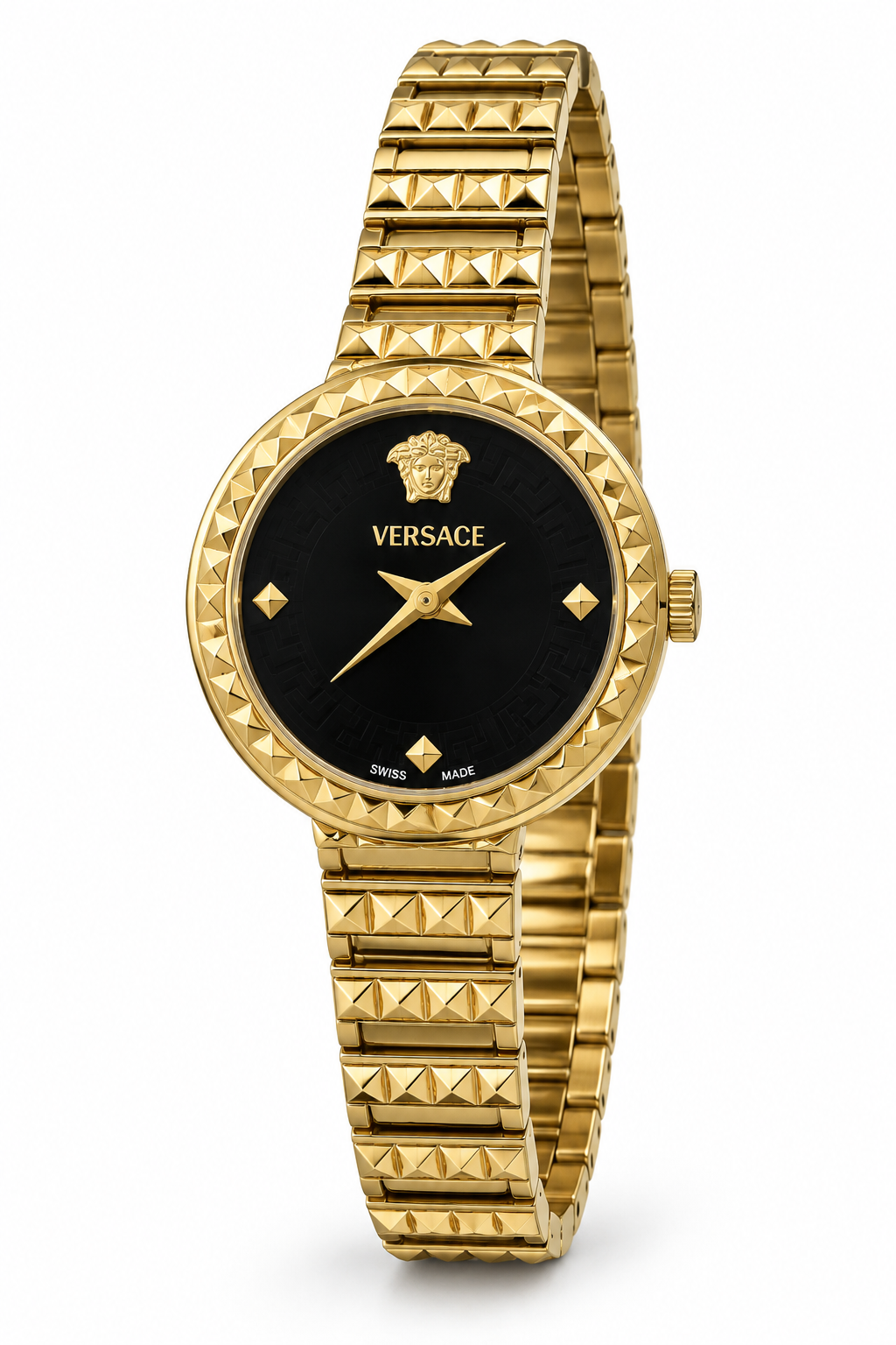 ساعت زنانه ورساچه طلایی مشکی Versace La Greca Stud Icon