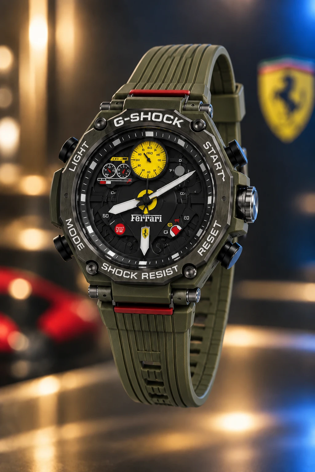 ساعت مچی کاسیو جی‌شاک  فراری سبز زیتونی   G-Shock ferrai
