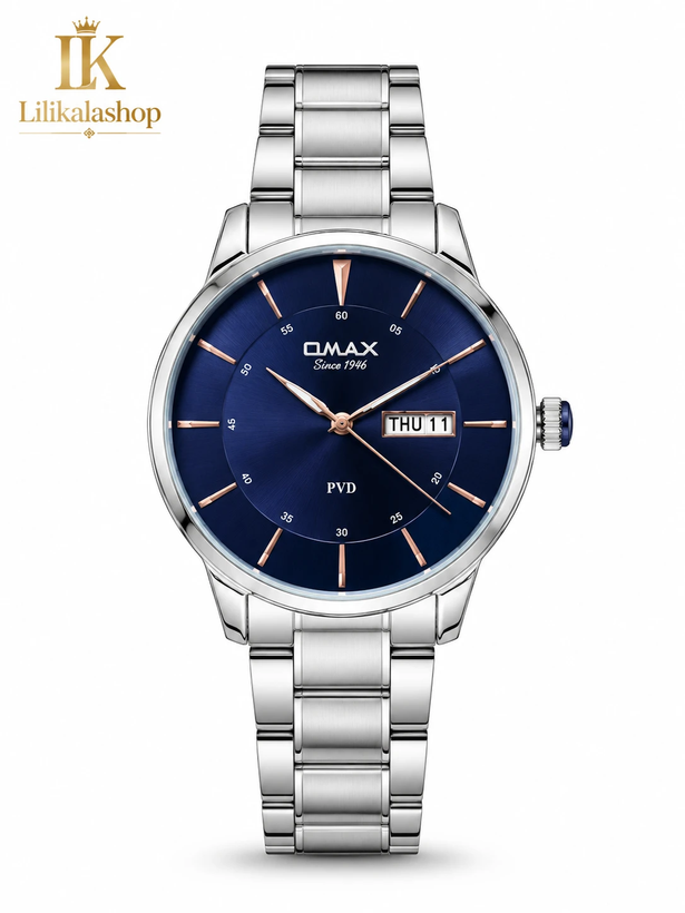 ساعت مچی اصل مردانه اماکس تقویم دار سرمه ای OMAX (Since 1946