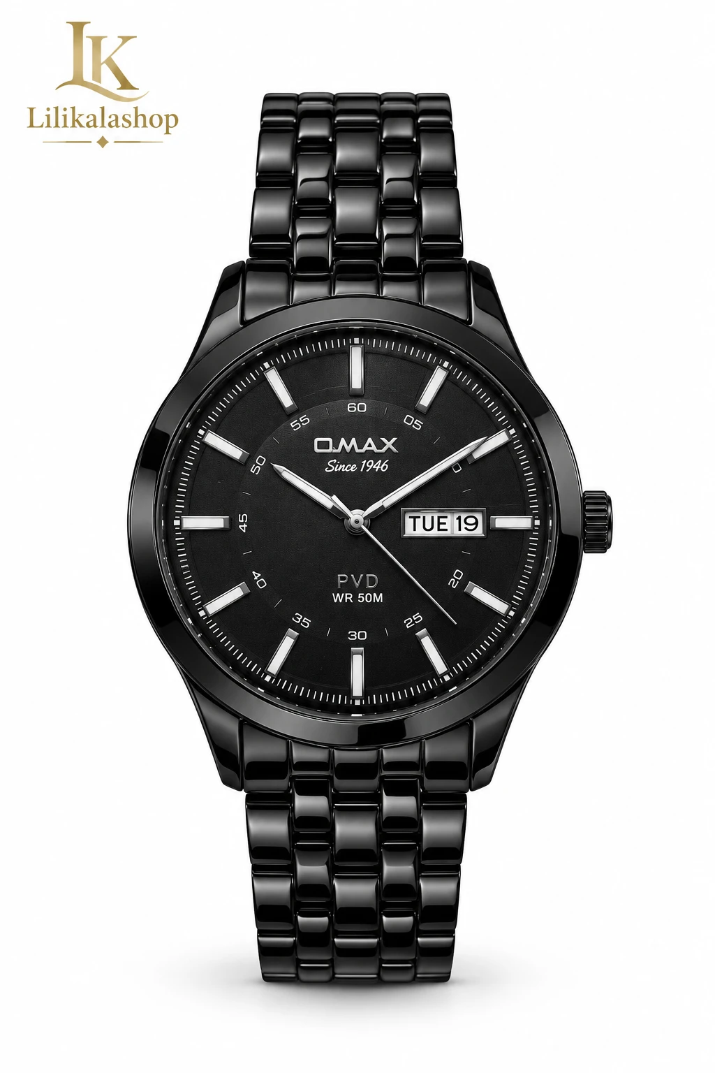 ساعت مچی اصل  مردانه اماکس تقویم دار مشکی  OMAX (Since 1946