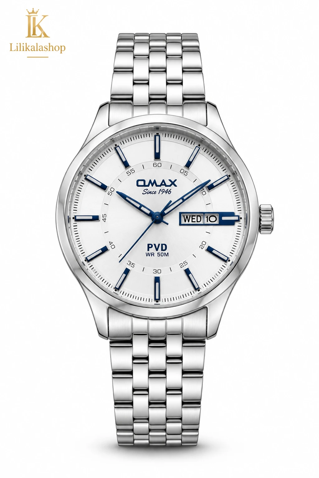 ساعت مچی اصل  مردانه اماکس تقویم دار سیلور  OMAX (Since 1946